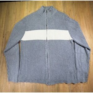 Polo Jeans Co Ralph Lauren Mens XXL Full Zip Ribbed Sweater Stripe 90s Y2K